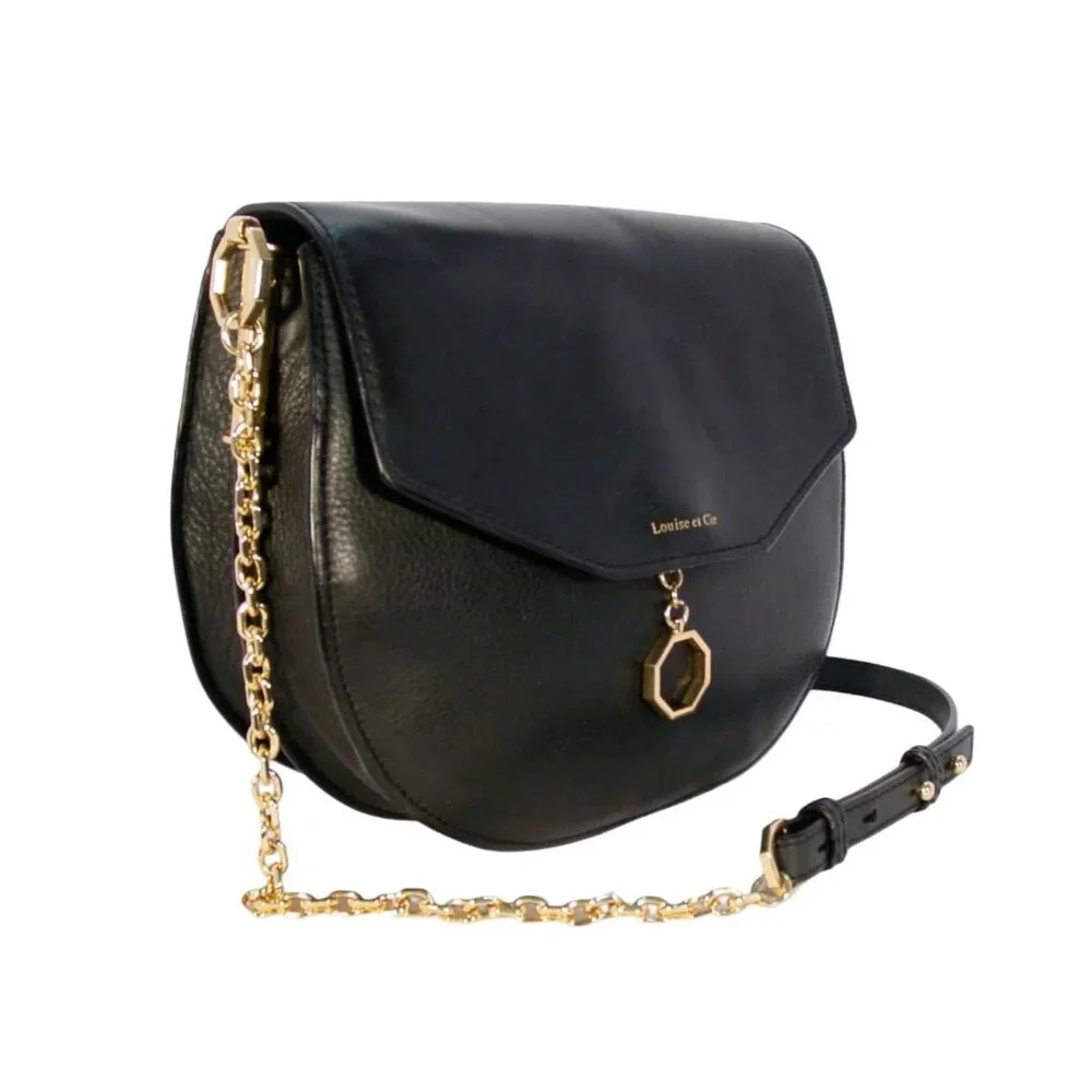 LOUISE et CIE Jael $278 Leather Crossbody Gold Chain Strap Bag - Picture 2 of 9